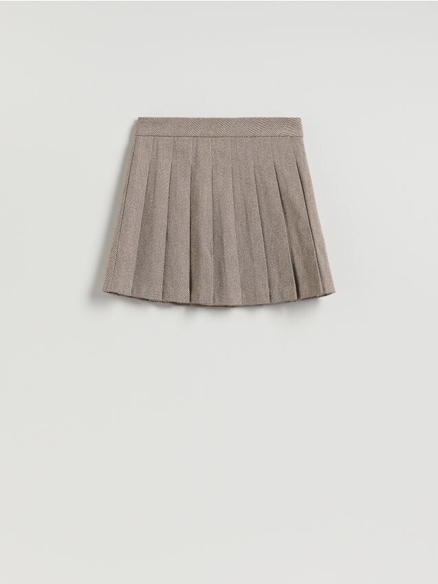 Reserved - Plisowana spódnica mini - brązowy