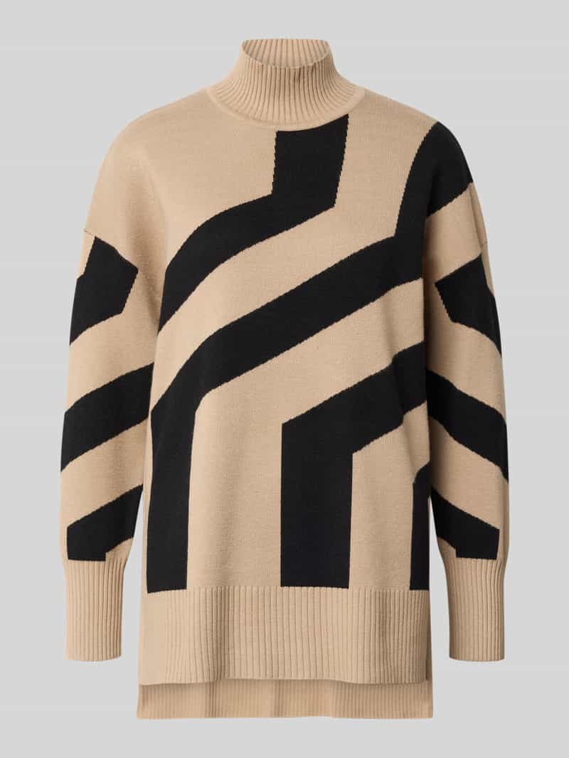 Sweter z dzianiny z mieszanki wiskozy ze wzorem ze stójką