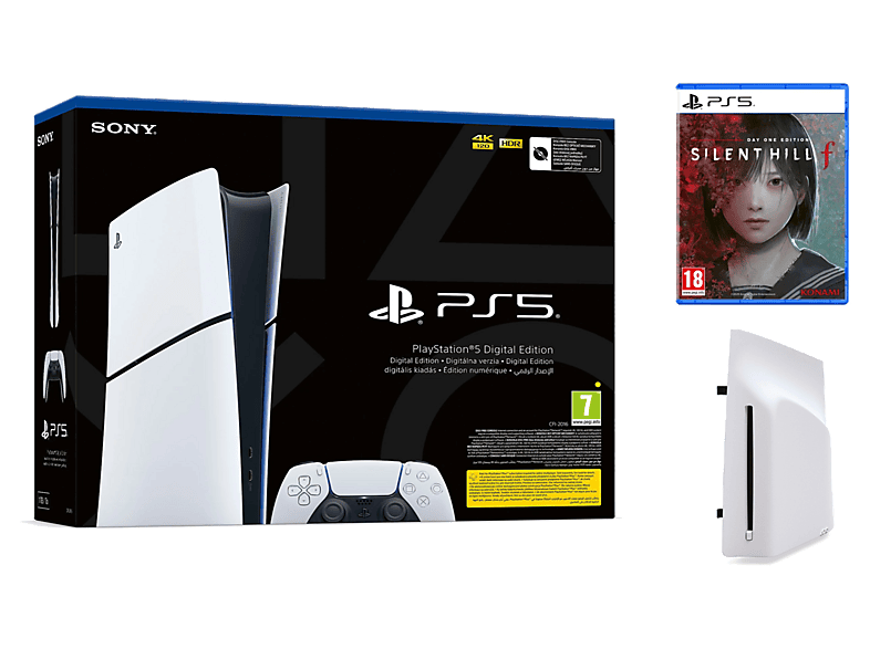 Konsola PLAYSTATION 5 Slim Digital Edition 1TB D Chassis + Napęd optyczny PS5 Silent Hill f Day One Biało-czarny