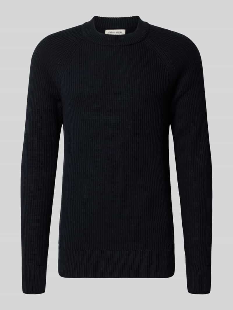 Sweter z dzianiny z okrągłym dekoltem model ‘Kristian’