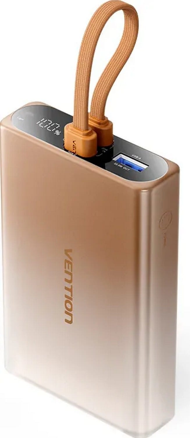 Vention 10000 mAh USB-C + Lightning + USB-A 22.5W z wyświetlaczem LED miedziany