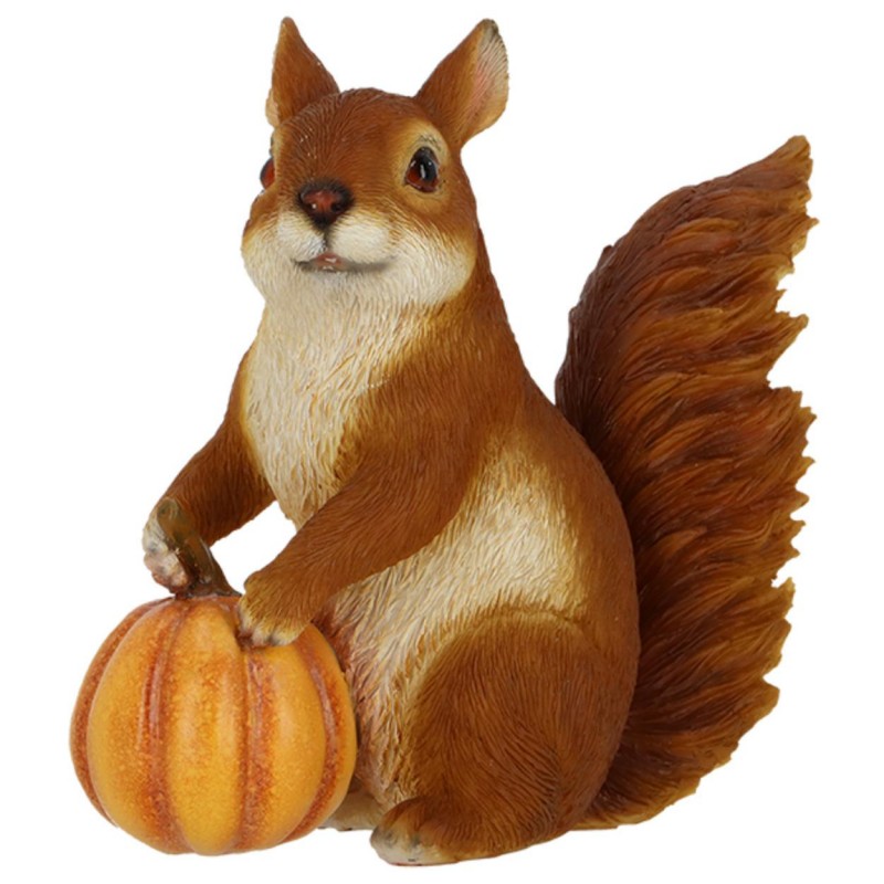 HowHomely Figurka wiewiórki z dynią h15 cm
