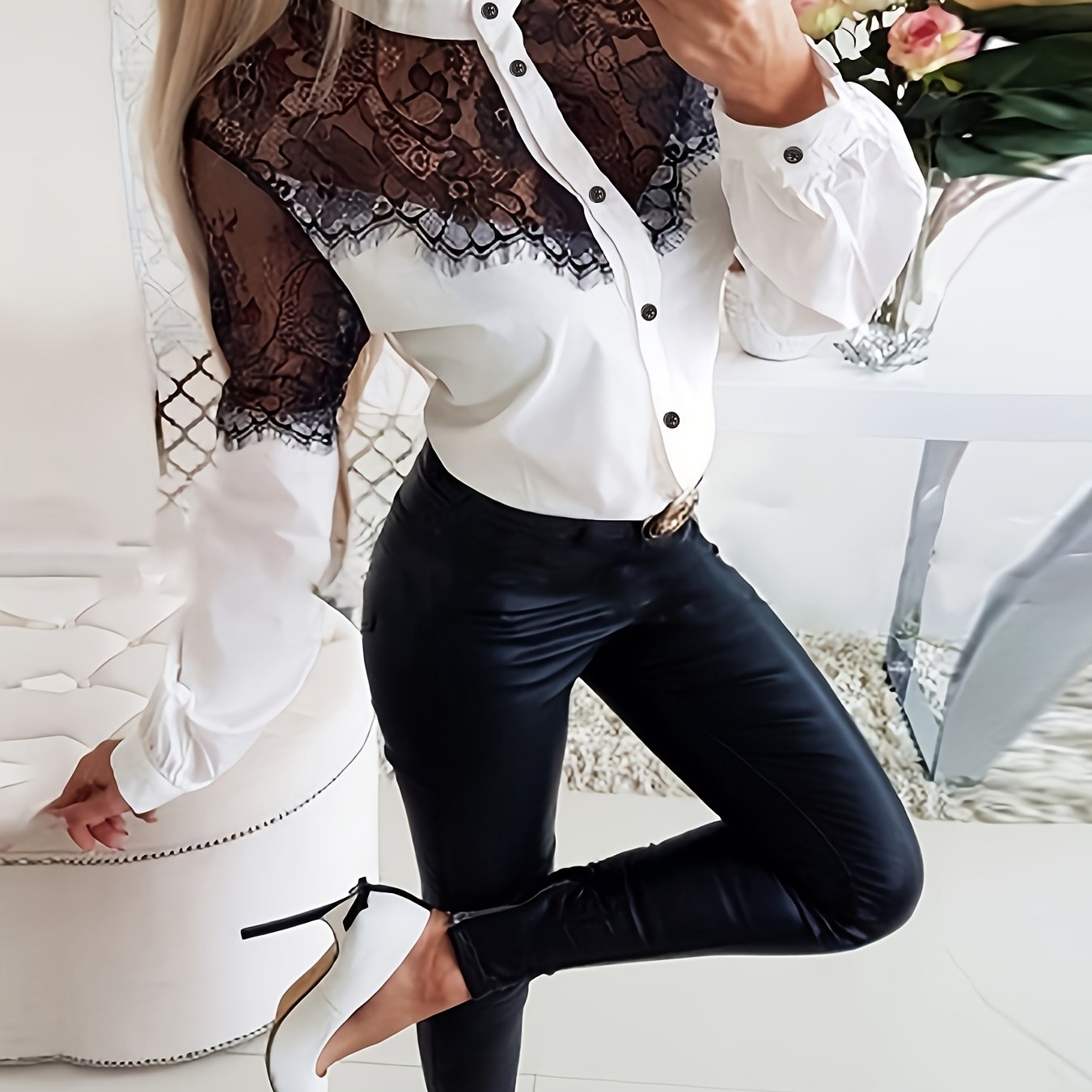 TEMU Elegancki kombinezon z dzianiny z zamkiem błyskawicznym z przodu, poliestrowy kombinezon z wysokim dekoltem w jednolitym kolorze z guzikiem,