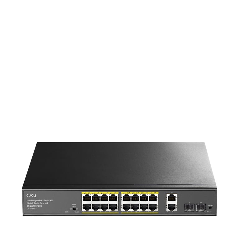 Cudy GS1018PS2 łącza sieciowe Nie zarządzany Gigabit Ethernet (10/100/1000) Obsługa PoE Czarny