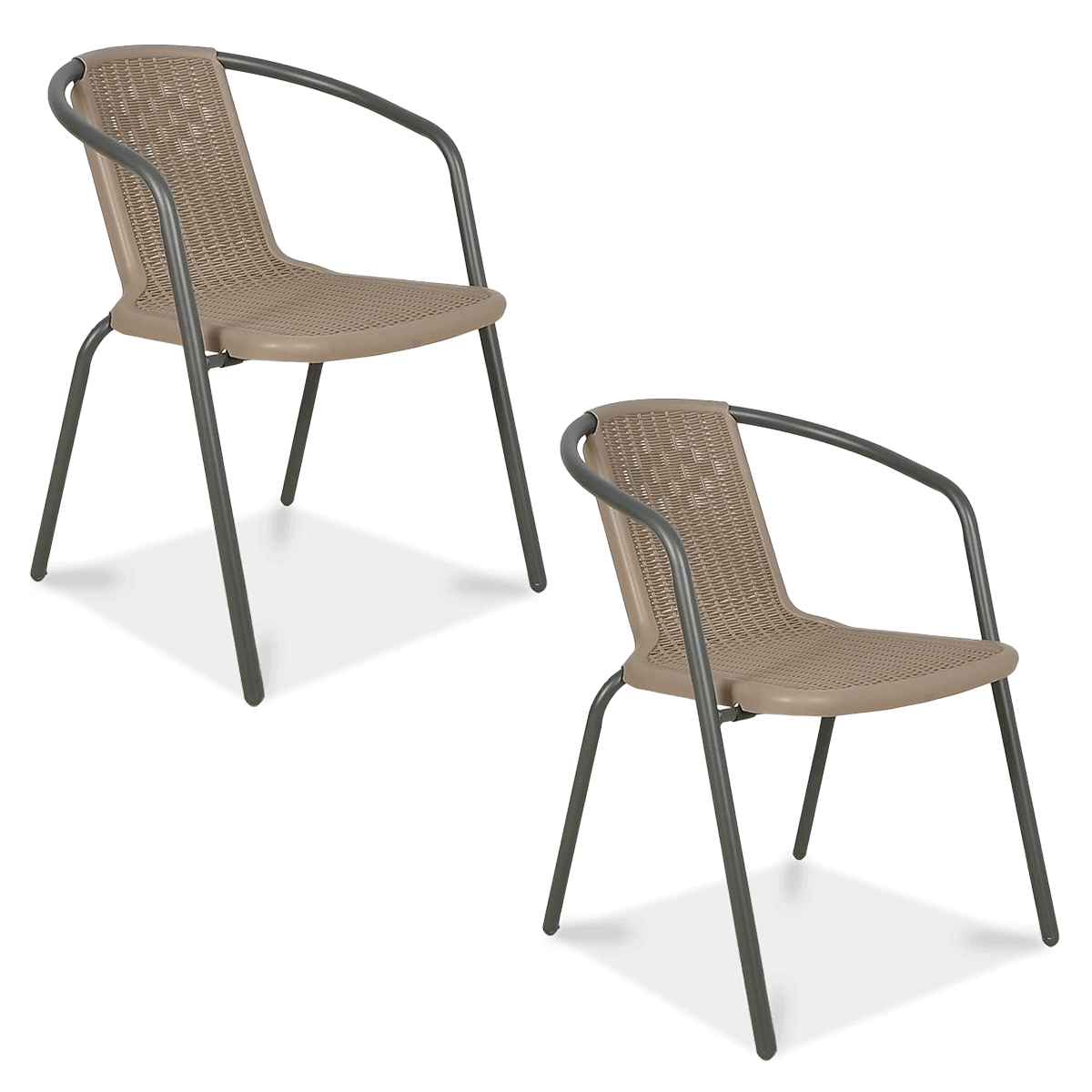 Zestaw KRZESEŁ Krzesło Ogrodowe SIMPLE Cappucino na Taras Metal Komplet x2