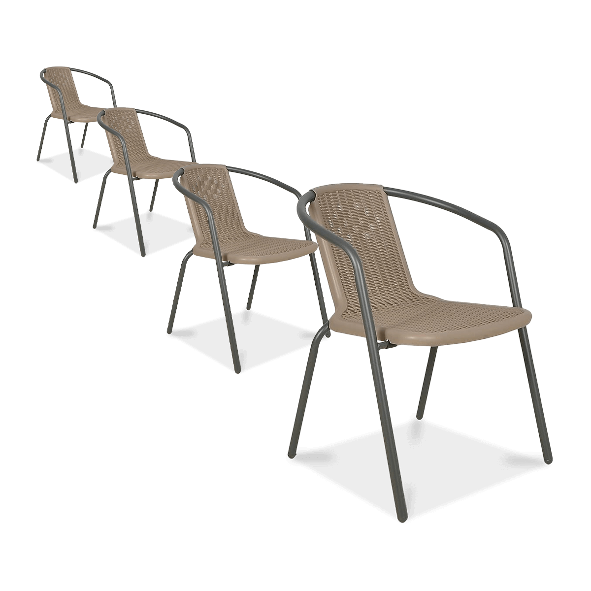 Zestaw KRZESEŁ Krzesło Ogrodowe SIMPLE Cappucino na Taras metal Komplet x4