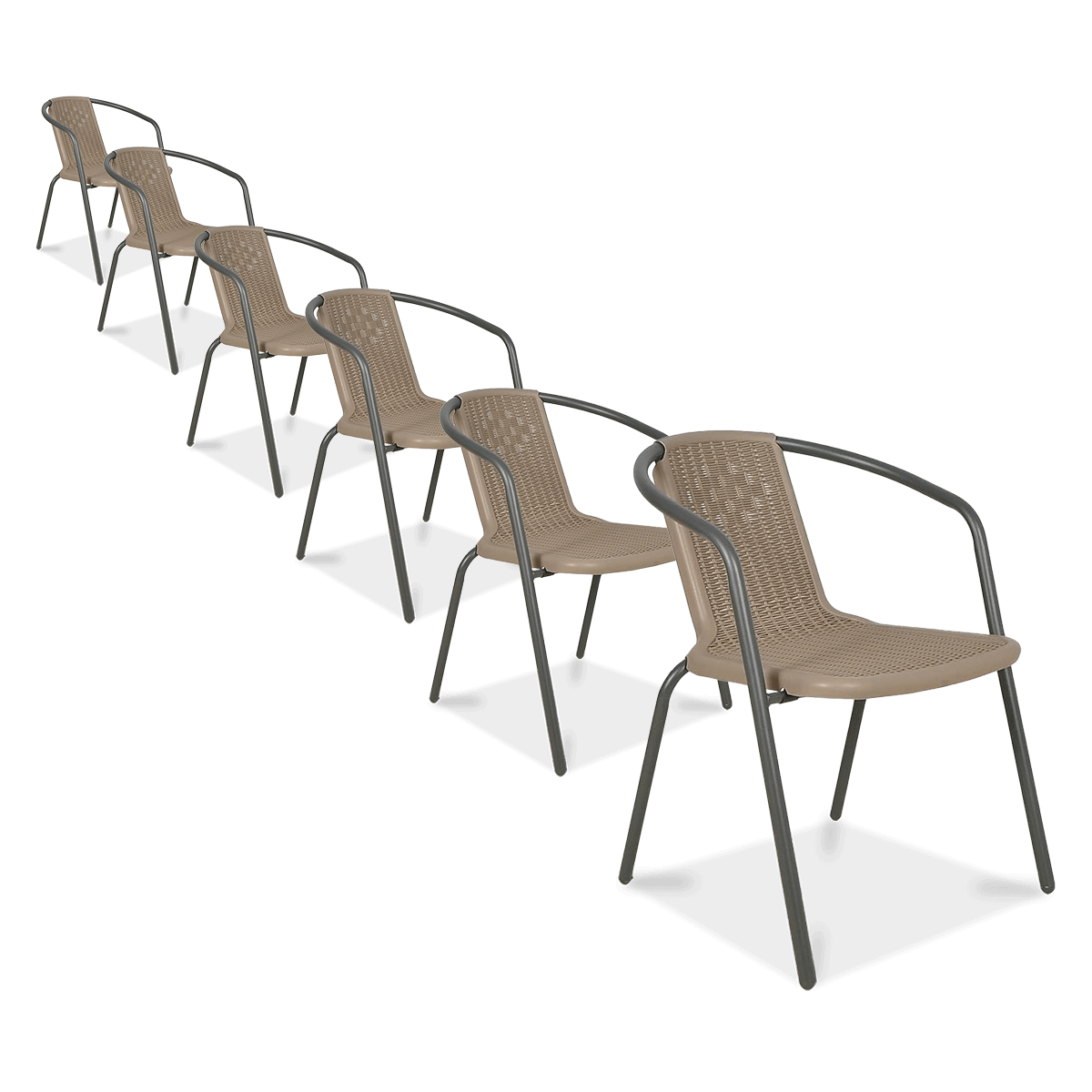 Zestaw KRZESEŁ Krzesło Ogrodowe SIMPLE Cappucino na Taras metal Komplet x6