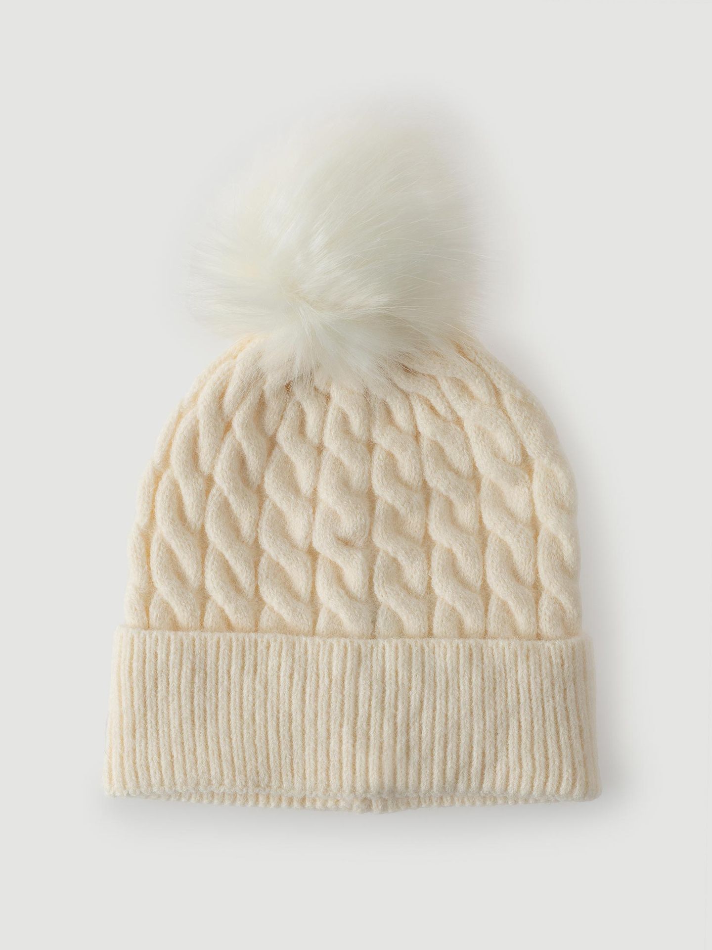 Miękka czapka z futrzanym pomponem