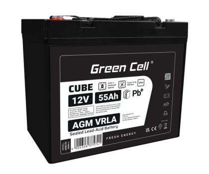 Green Cell Cube AGM VRLA IP54 12V 55Ah AGM12V55AH-J / 5904326375741