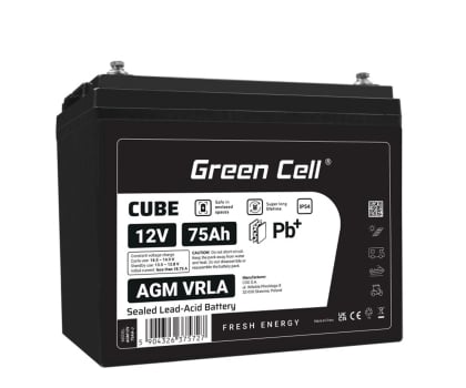 Green Cell Cube AGM VRLA IP54 12V 75Ah AGM12V75AH-J / 5904326375727