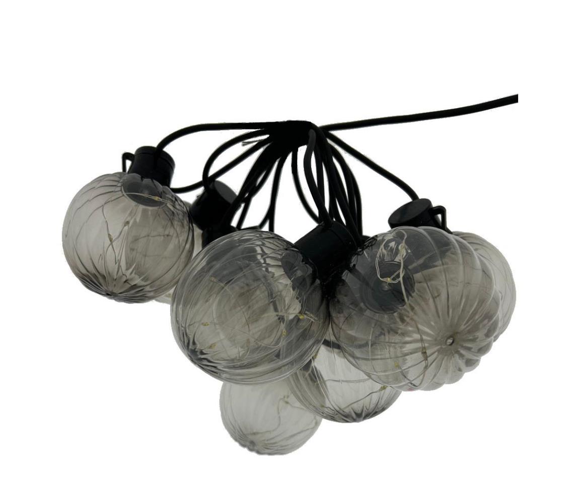 LED Zewnętrzny łańcuch dekoracyjny 10xLED/0,15W/230V 6,8 m IP44 czarny/przydymiony
