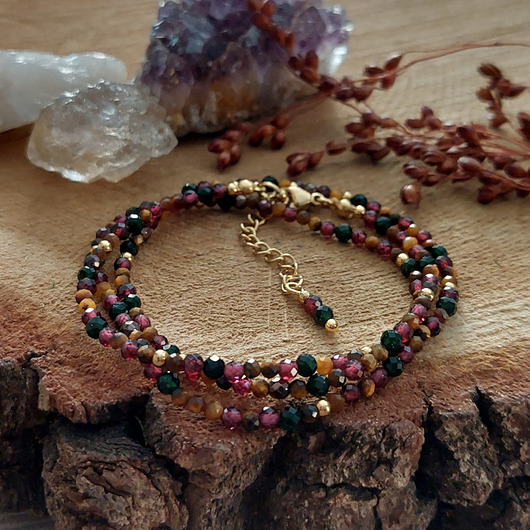 Potrójna bransoletka z minerałami