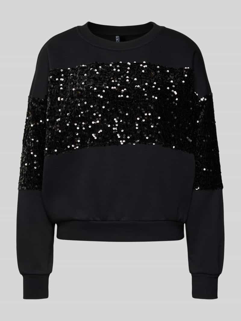 Bluza o kroju regular fit z mieszanki bawełny z cekinami model ‘NANCY’