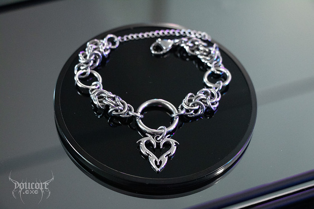 Chain mail y2k goth*Hexed Heart* bransoletka stal nierdzewna