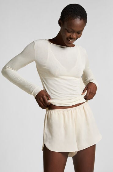 Hunkemöller Satynowe szorty Minimal Biały