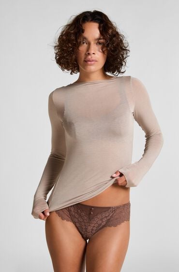 Hunkemöller super miękka top z kaszmirem z dekoltem w łódkę Szary
