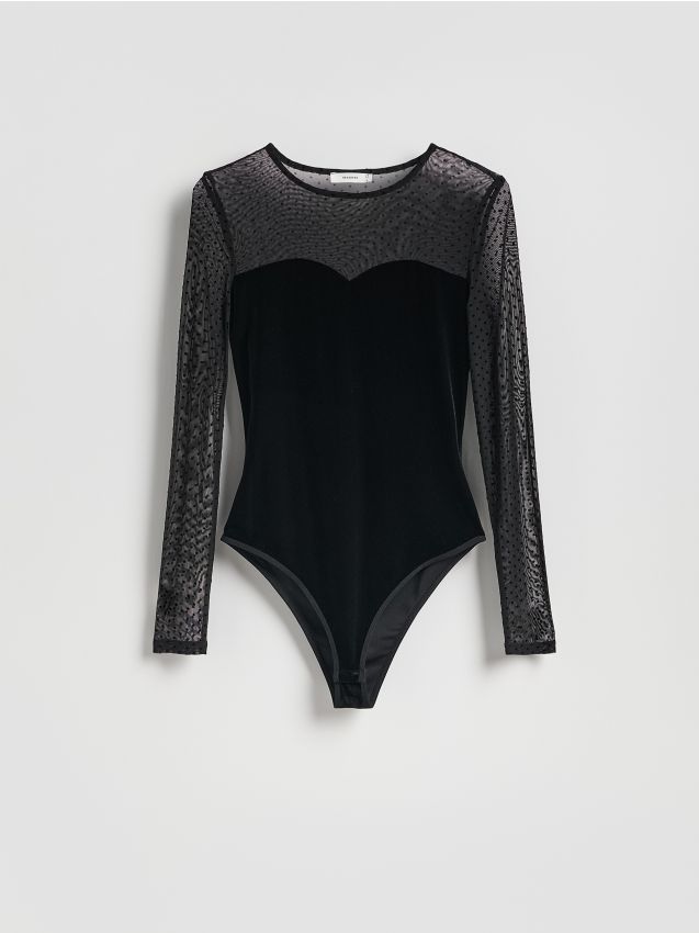 Reserved - Body z siateczkowymi wstawkami - czarny