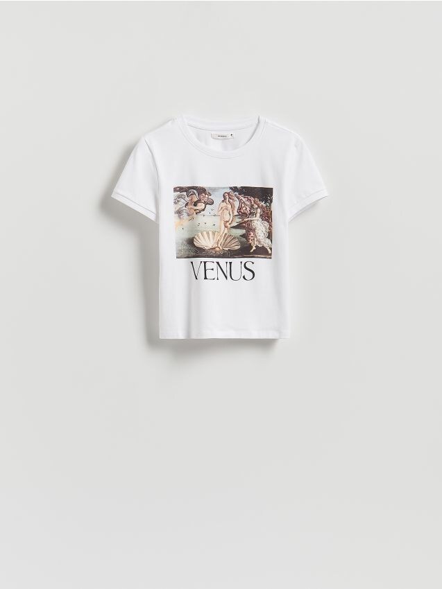 Reserved - T-shirt z nadrukiem - biały