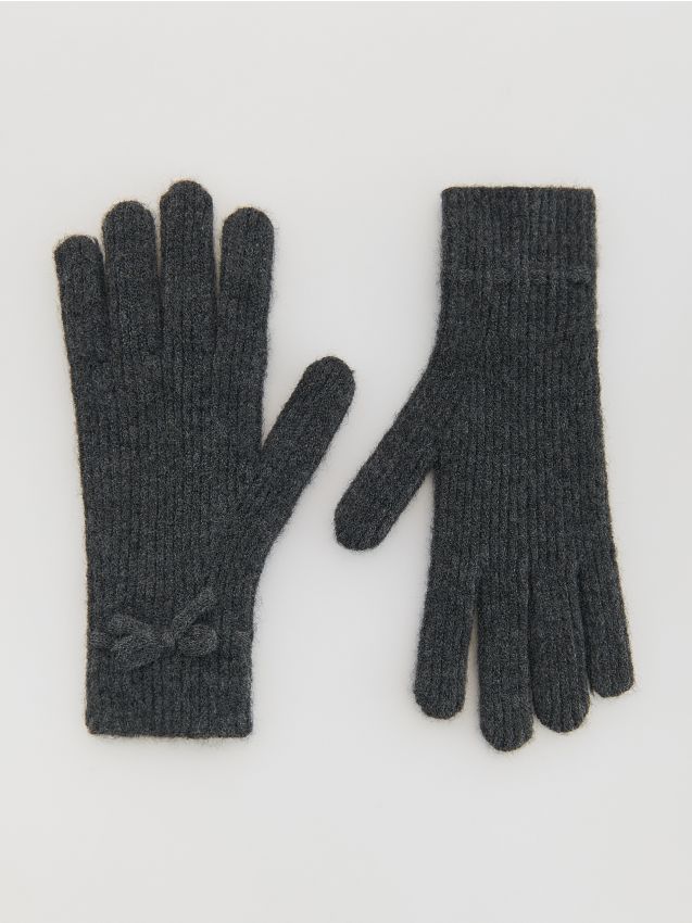 Reserved - Rękawiczki z kokardkami - ciemnoszary