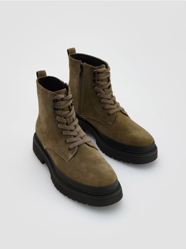 Reserved - Zamszowe botki - jasny zielony