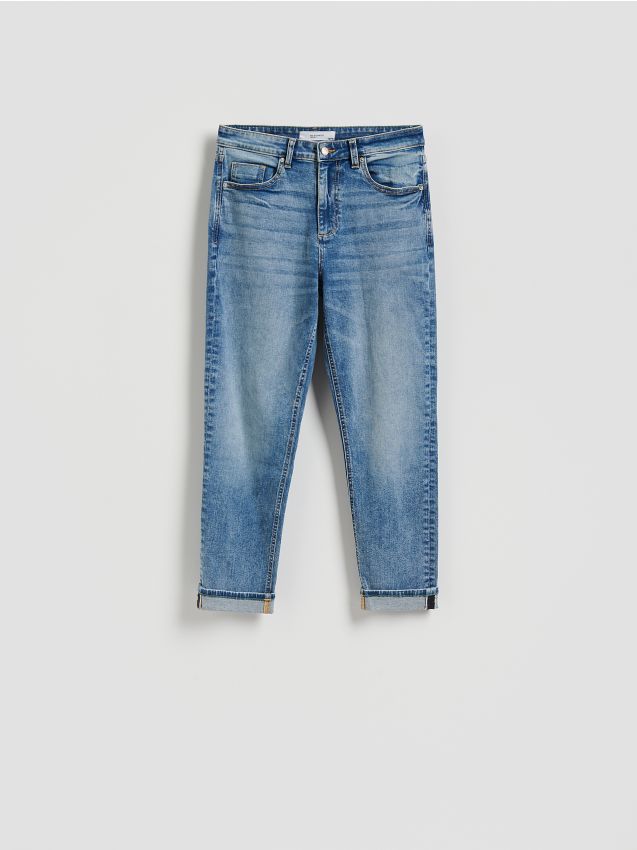 Reserved - Jeansy Boyfriend - niebieski