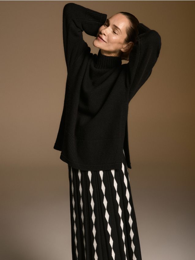 Reserved - Wełniany sweter z golfem - czarny