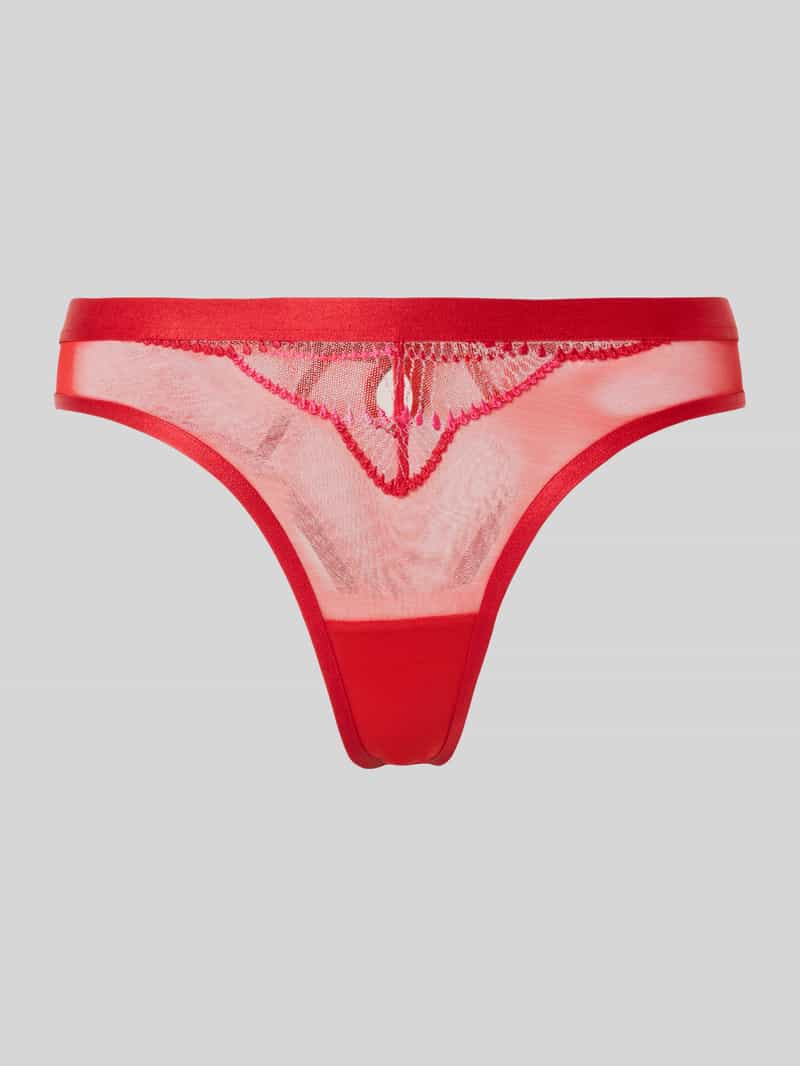 Stringi o nowoczesnym kroju z detalem w kształcie dziurki od klucza z tyłu