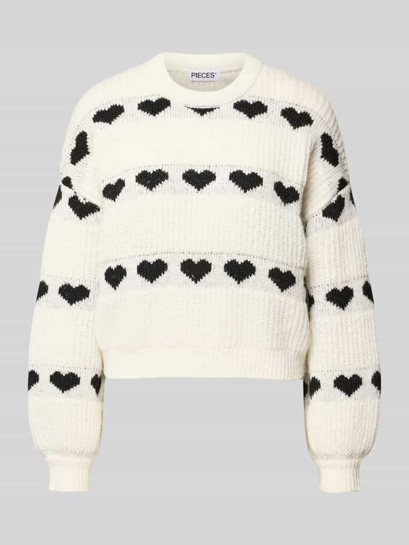 Sweter z dzianiny o kroju relaxed fit z nadrukiem z motywem serca model ‘NOVE’