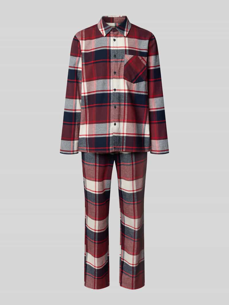 Piżama z kieszenią na piersi i listwą guzikową