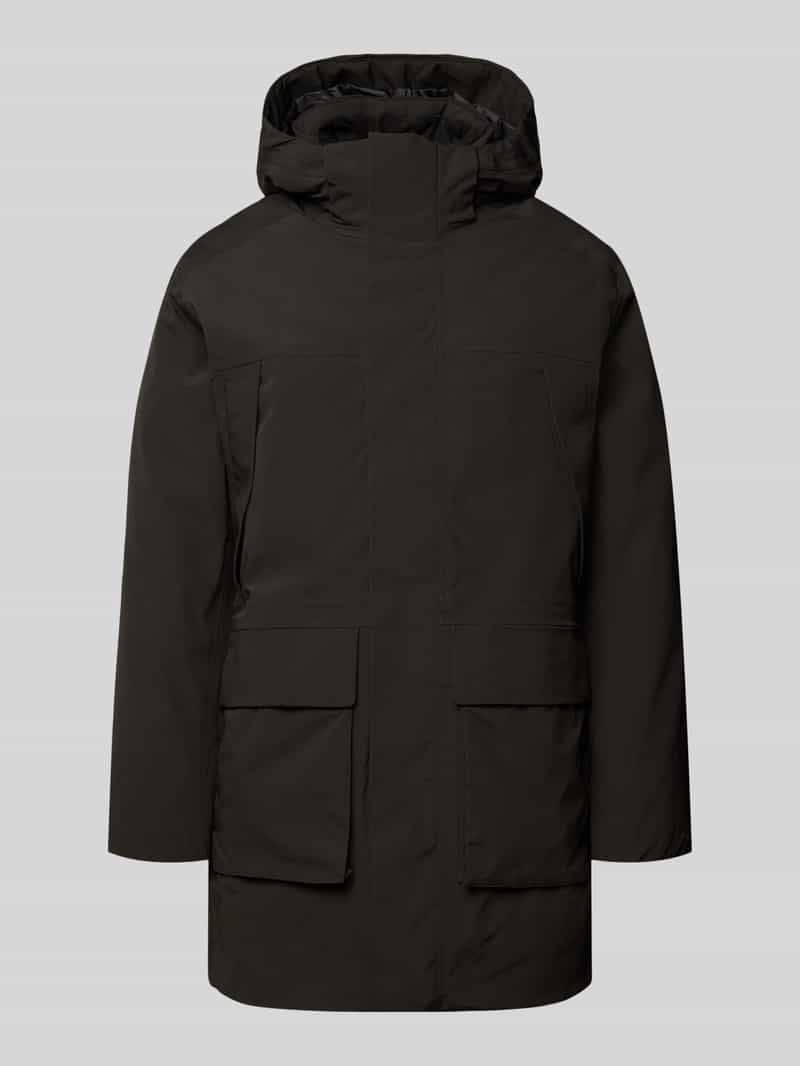 Parka z kapturem i kieszeniami z patką model ‘MOON’