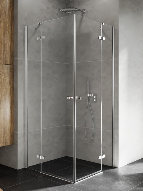New Trendy Kabina prysznicowa Kalibra 2D drzwi podwójne uchylne kolor chrom 80x110 cm K-5084