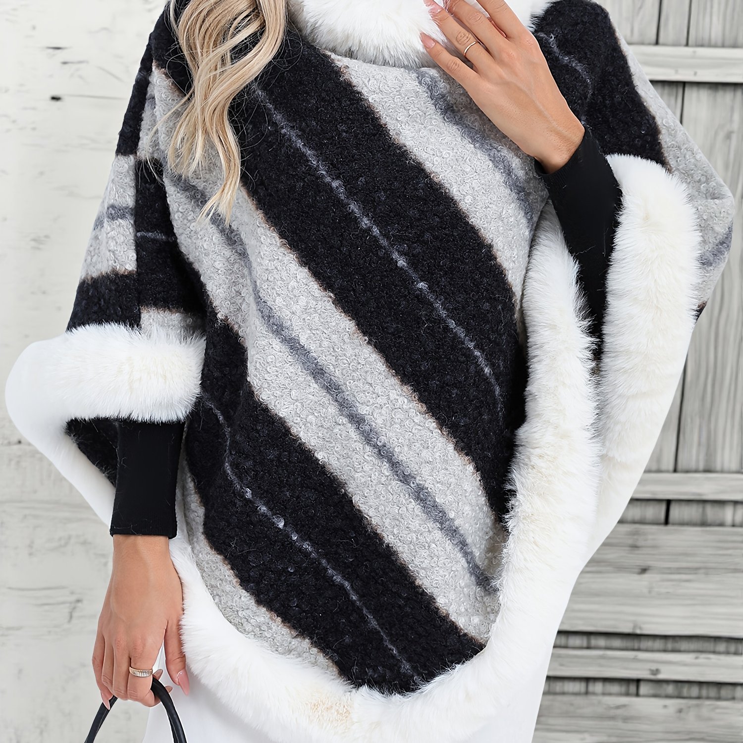 TEMU Sweter Damski Elegancki - Modny Czarno-Biały Sweter Bez Rękawów, Gruby i Ciepły na Jesień/Zimę, Do Biura, , Codziennych Stylizacji - Idealna