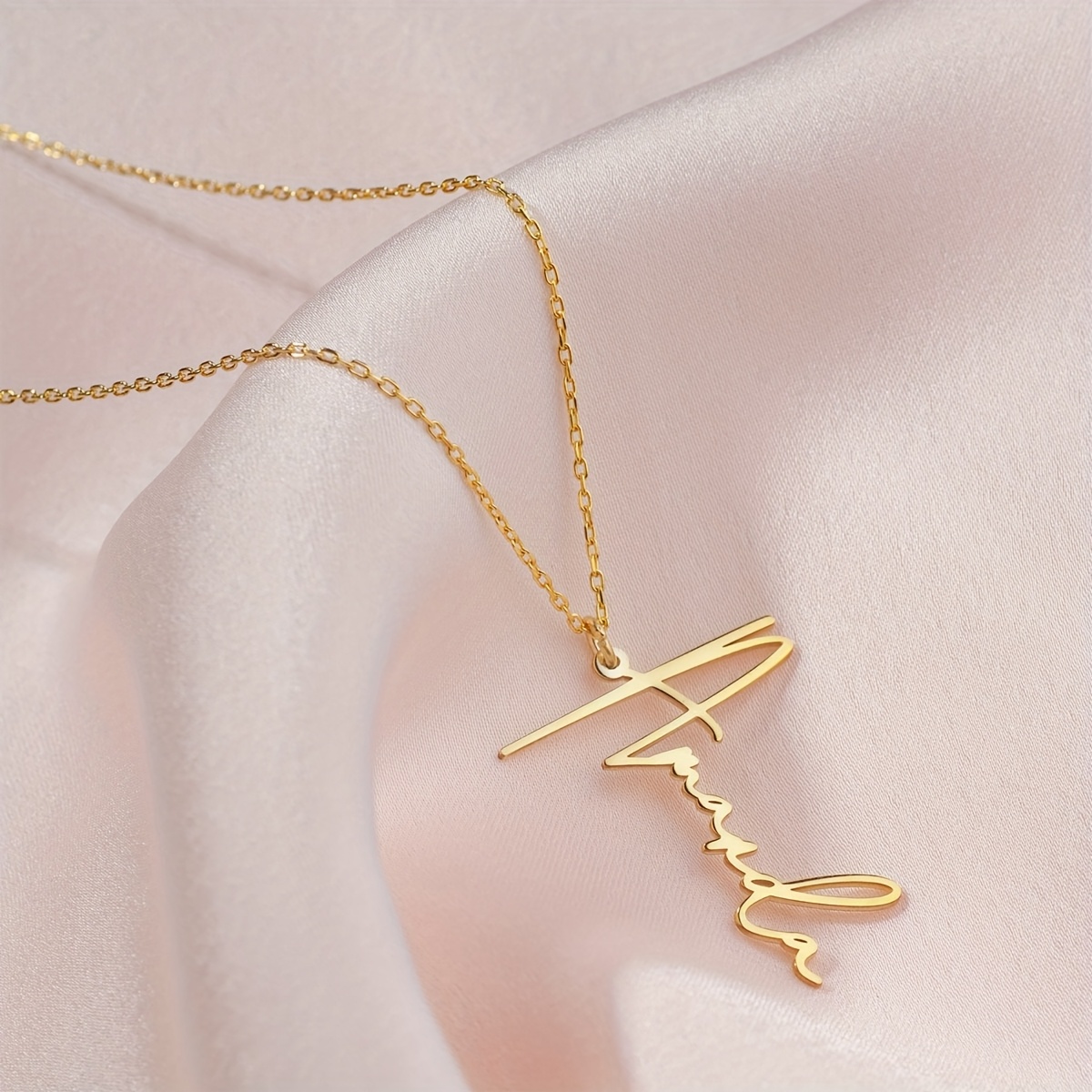 TEMU Osobisty 18-karatowy złoty platerowany na stal nierdzewną naszyjnik z wisiorkiem dla kobiet, nazwisko dostosowane do indywidualnych potrzeb,