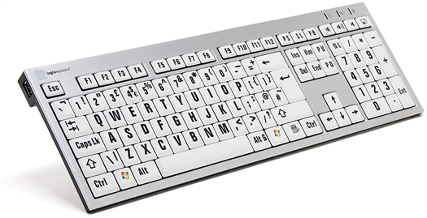 Logickeyboard XLPrint klawiatura Biuro USB QWERTY British English Aluminium