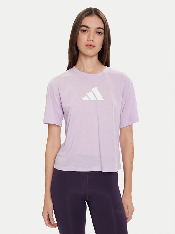 adidas Koszulka techniczna Train Essentials Big Logo JY2183 Fioletowy Regular Fit