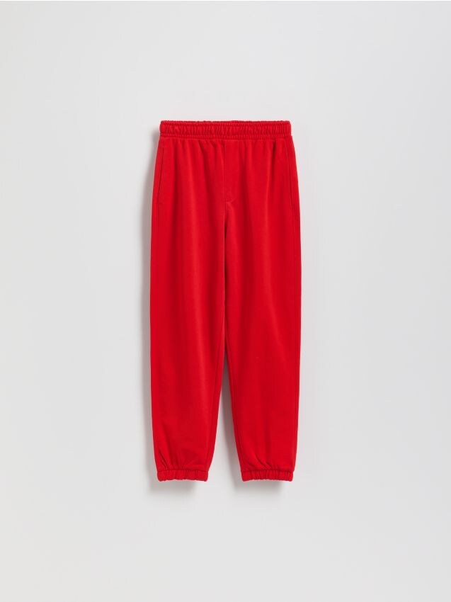 Reserved - Bawełniane spodnie jogger - czerwony