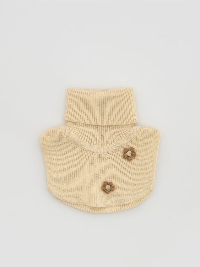 Reserved - Dzianinowy komin z golfem - beżowy