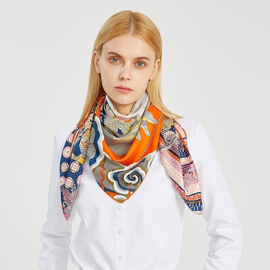 SZAL SZALIK jedwab Apaszka chusta pomarańczowa