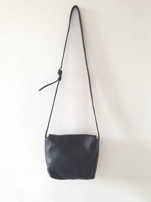 Torebka ze skóry na ramię, ELEGANTIA, czarny