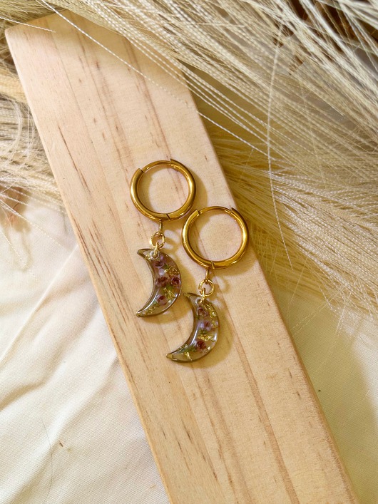 Kolekcja jesienna Kolczyki Księżyce z wrzosami