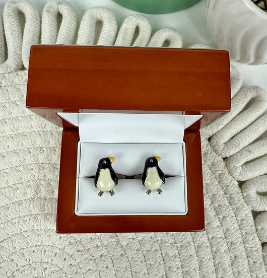 SPINKI DO MANKIETÓW koszuli pingwin pingwiny