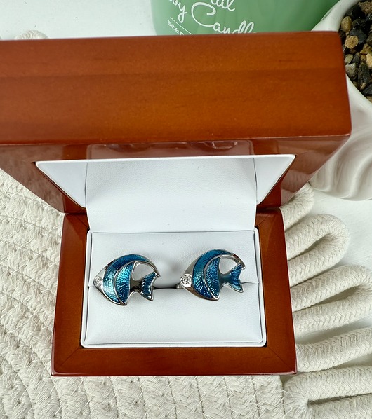 SPINKI DO MANKIETÓW koszuli mankietu ryby srebrne