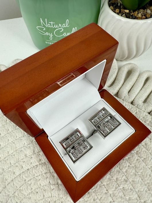 SPINKI DO MANKIETÓW prezent liczydło srebrne