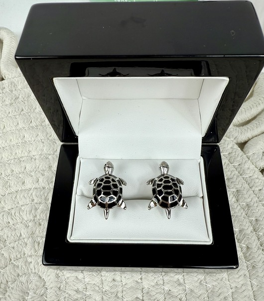 SPINKI DO MANKIETÓW koszuli żółw żółwie czarne