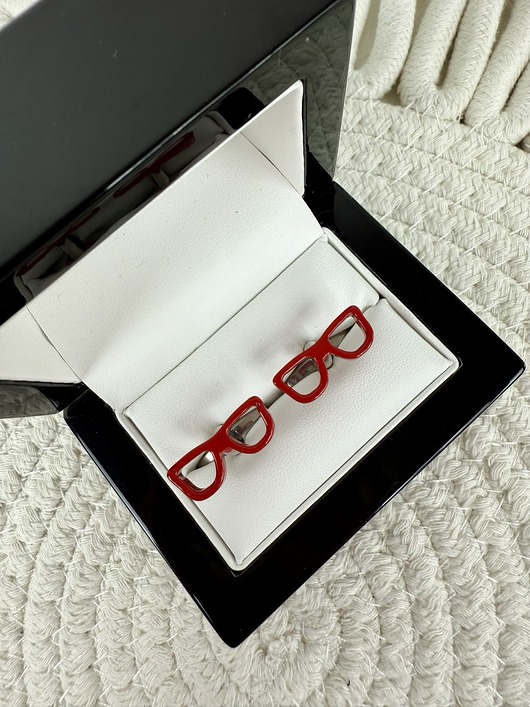 SPINKI DO MANKIETÓW okulary czerwone oprawki