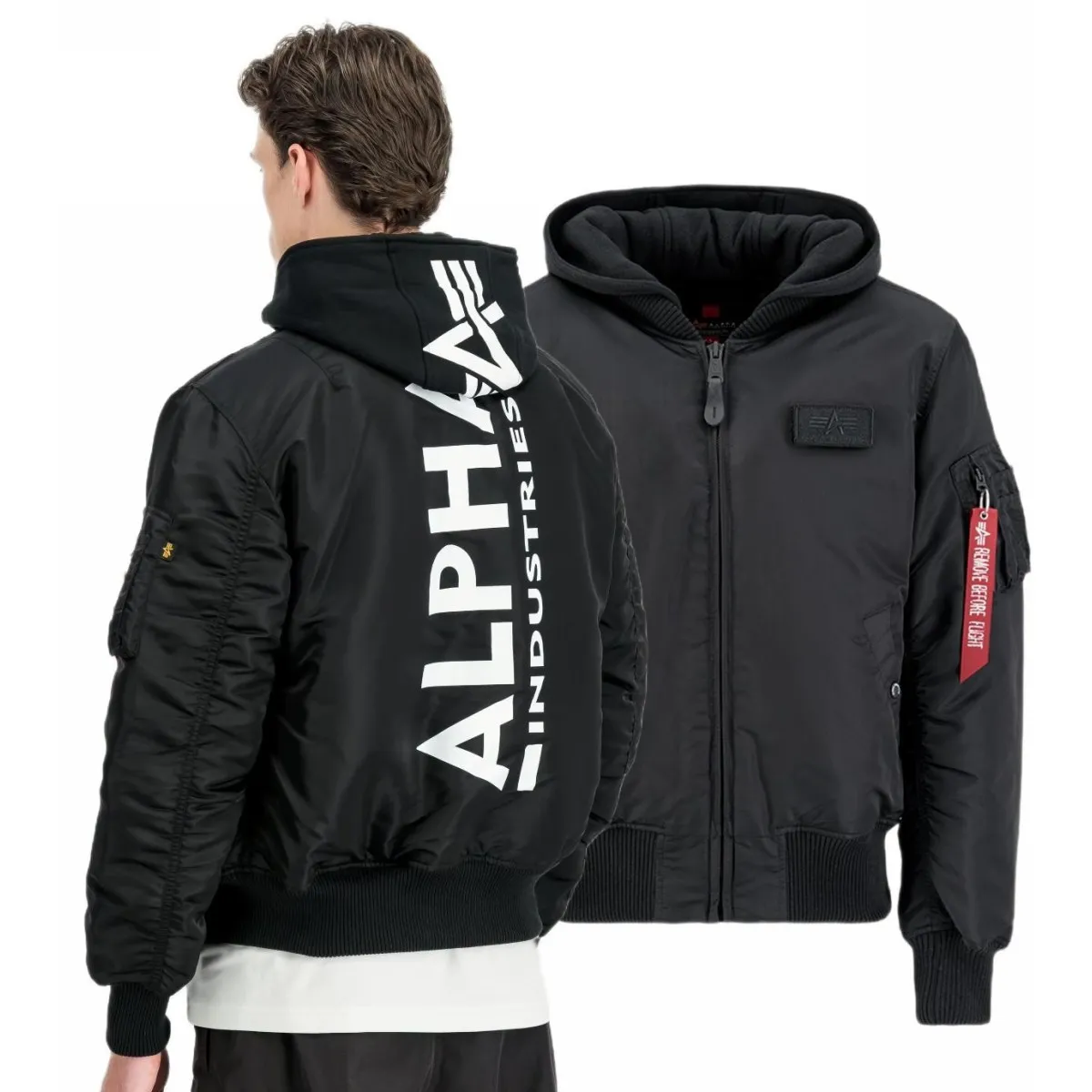 Alpha Industries Kurtka MA-1 ZH Back Print 128113 95 - Czarna / Biała