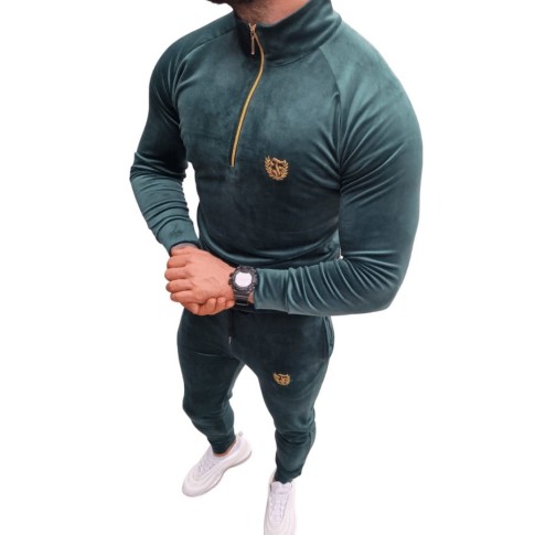 FURIA Dres Welurowy Męski Small Logo Green/Gold