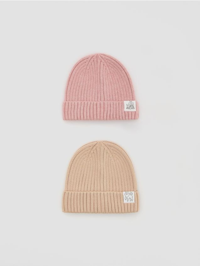 Reserved - Strukturalna czapka z naszywką 2 pack - wielobarwny