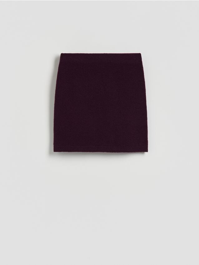 Reserved - Spódnica mini z domieszką wełny - mahoniowy