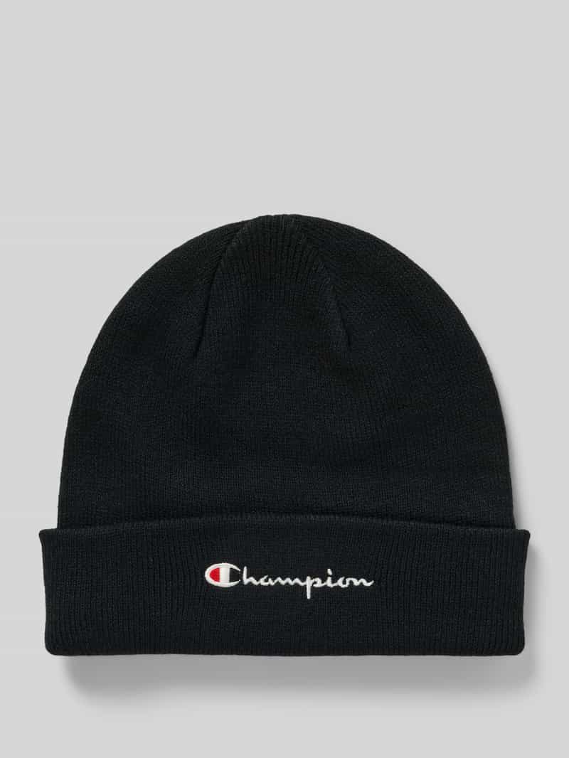 Czapka beanie z szerokim brzegiem i wyhaftowanym logo